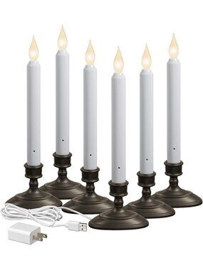 Bright Dusk to Dawn Sensor Window Candles - Bronze, 6 Pack for Home Decor